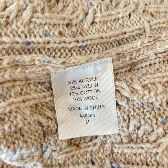 Appleseeds Women's Medium Cable Knit Mock Neck Sweater Wool Neutral Minimalist - Picture 5 of 5